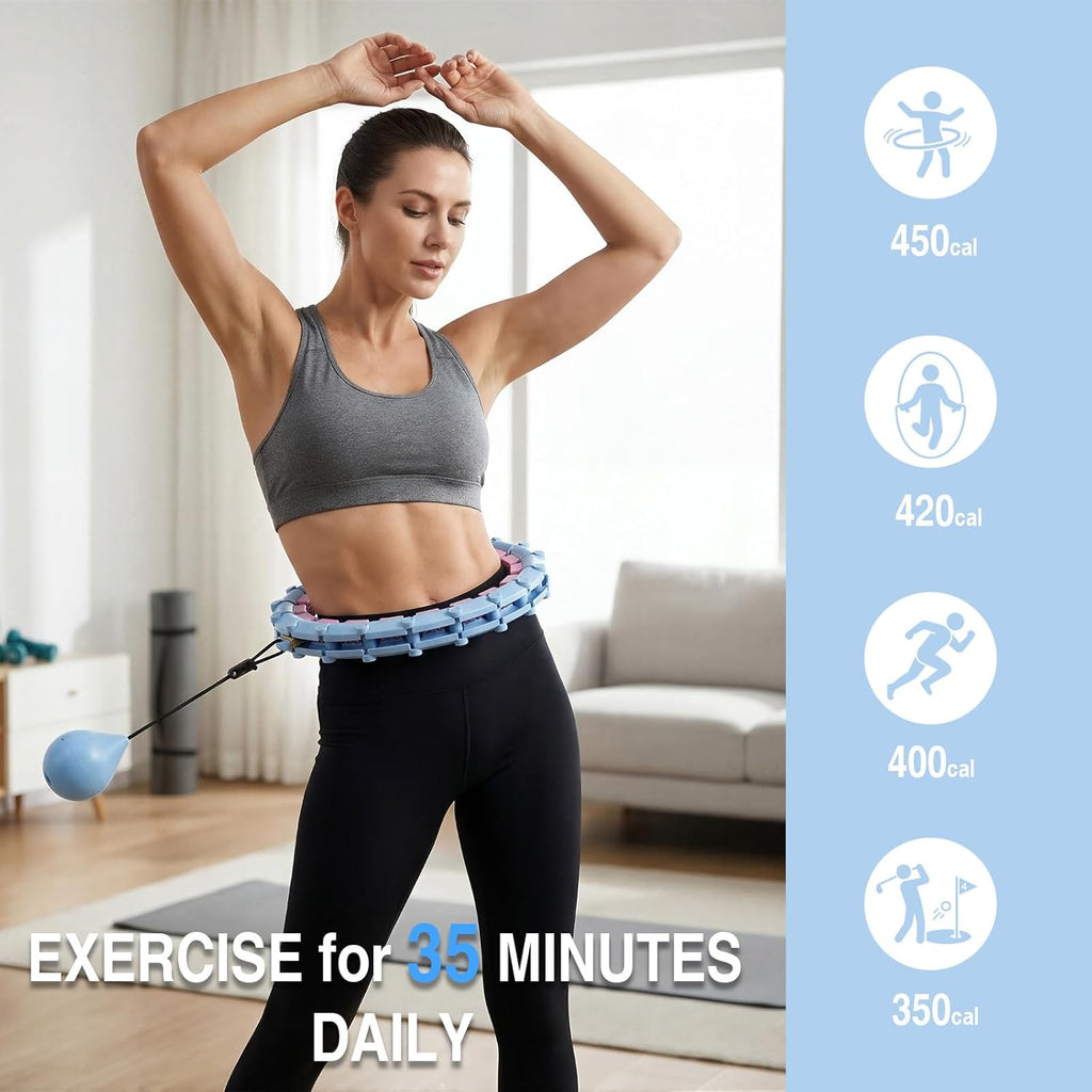 Weighted Infinity Fitness Detachable Hoop Silent 47 Inch, 24 Knots | Smart Exercise Fit Hoop for Women&Beginners, Waist and Abdominal Home Weight Loss, plus Size Adjustable Infinity Hula