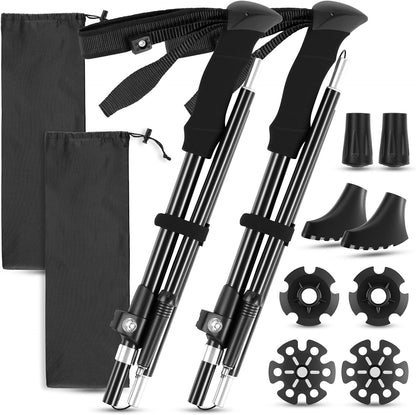 Trekking Poles for Hiking, 2Pcs Aircraft-Grade Aluminum Alloy Walking Sticks for Hiking, Hiking Sticks with EVA Foam Grip, Hiking Poles Collapsible Lightweight for Trekking, Camping