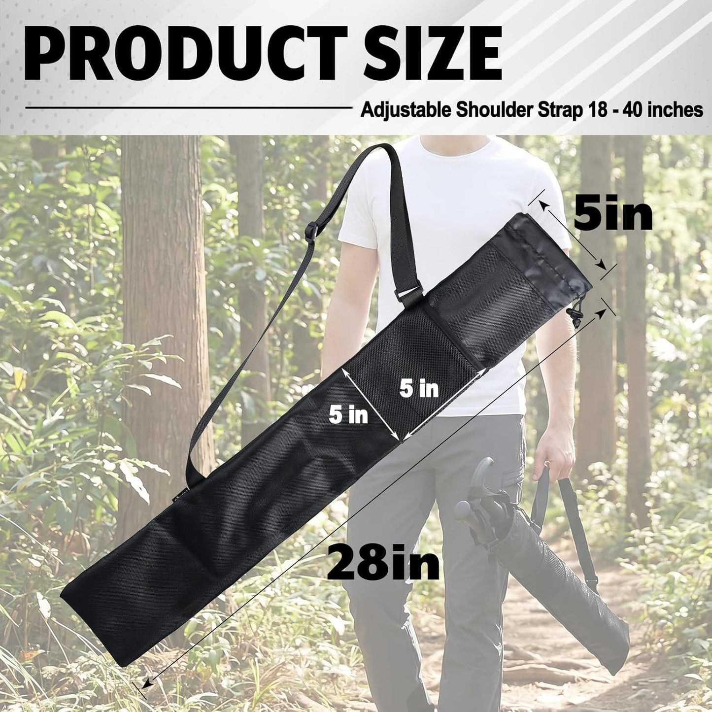 Trekking Poles Carry Bag Portable Hiking Poles Carrying Shoulder Bag Tent Poles Replacement Storage Pouch for Trekking Hiking Poles & Walking Stick, Ajustable Shoulder Strap, Black