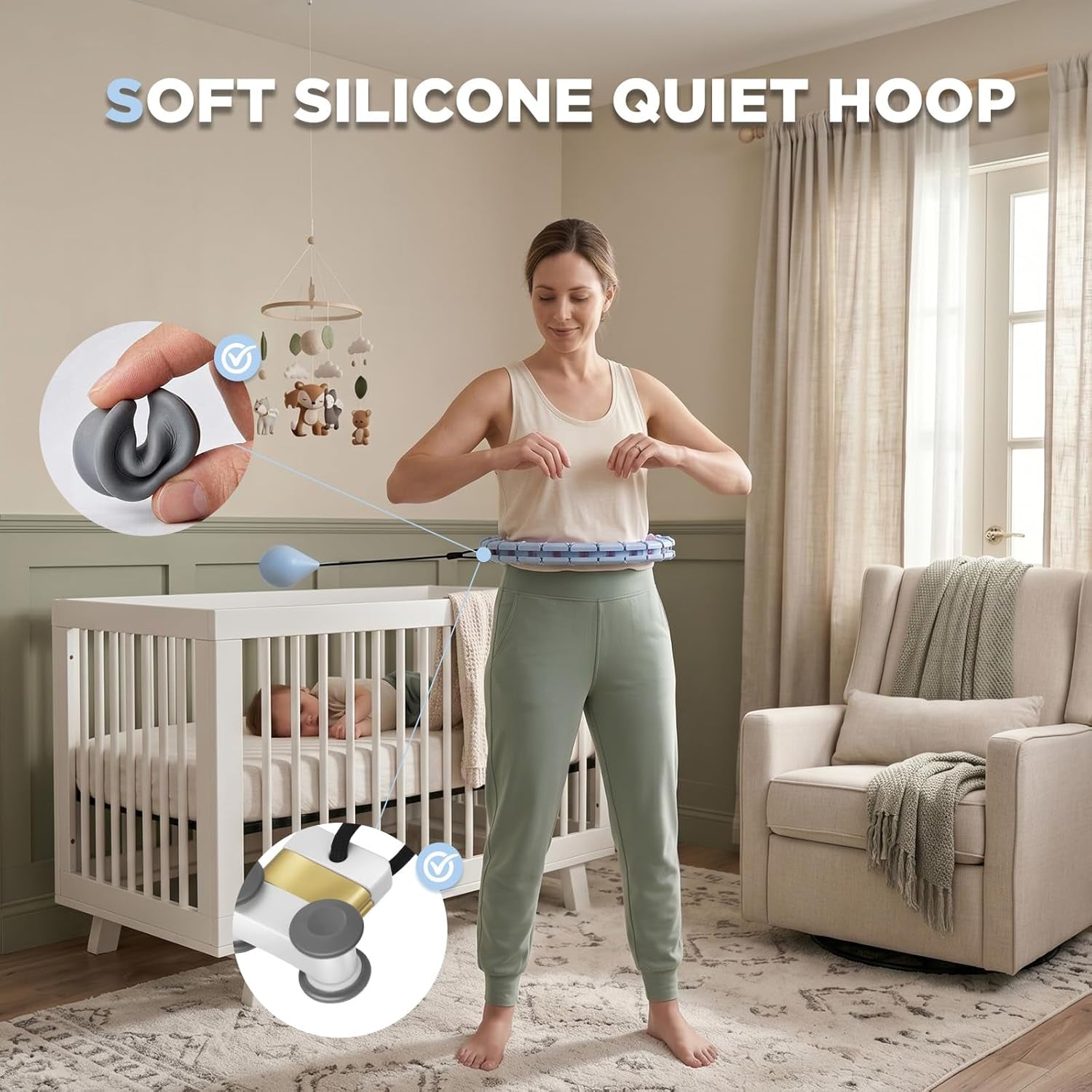 Weighted Infinity Fitness Detachable Hoop Silent 47 Inch, 24 Knots | Smart Exercise Fit Hoop for Women&Beginners, Waist and Abdominal Home Weight Loss, plus Size Adjustable Infinity Hula