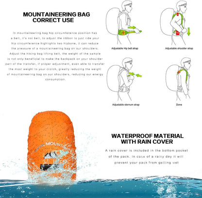 40L Backpack Hiking Mountain Bag Outdoor Hiking Camping Travel Pack