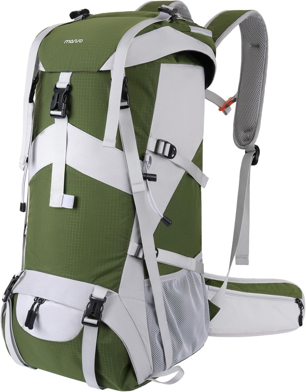 50L Hiking Backpack, Waterproof Flap Cover Camping Backpack with Rain Cover for Men Women, Lightweight Sport Daypack for Outdoor Camping Travel, Army Green