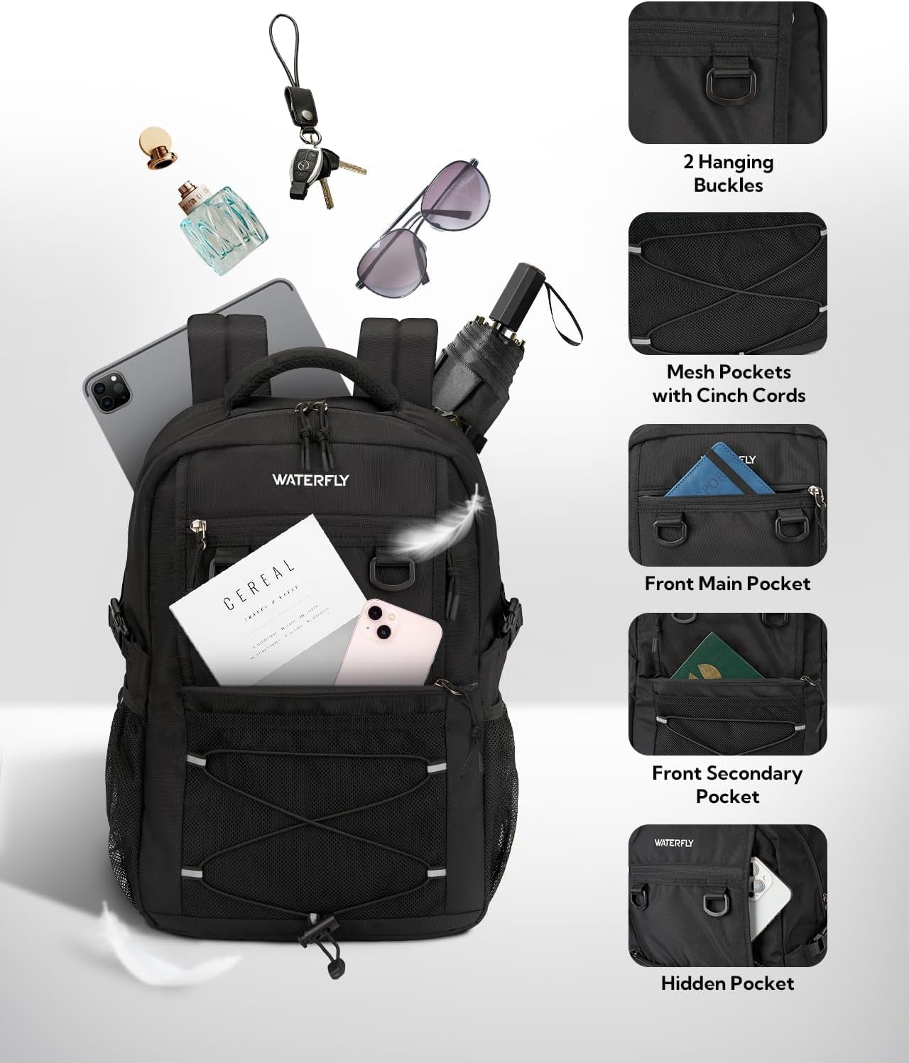 Travel Hiking Casual Backpack: 22L Lightweight Everyday Outdoor City Daypack College Bookbag for Women Men