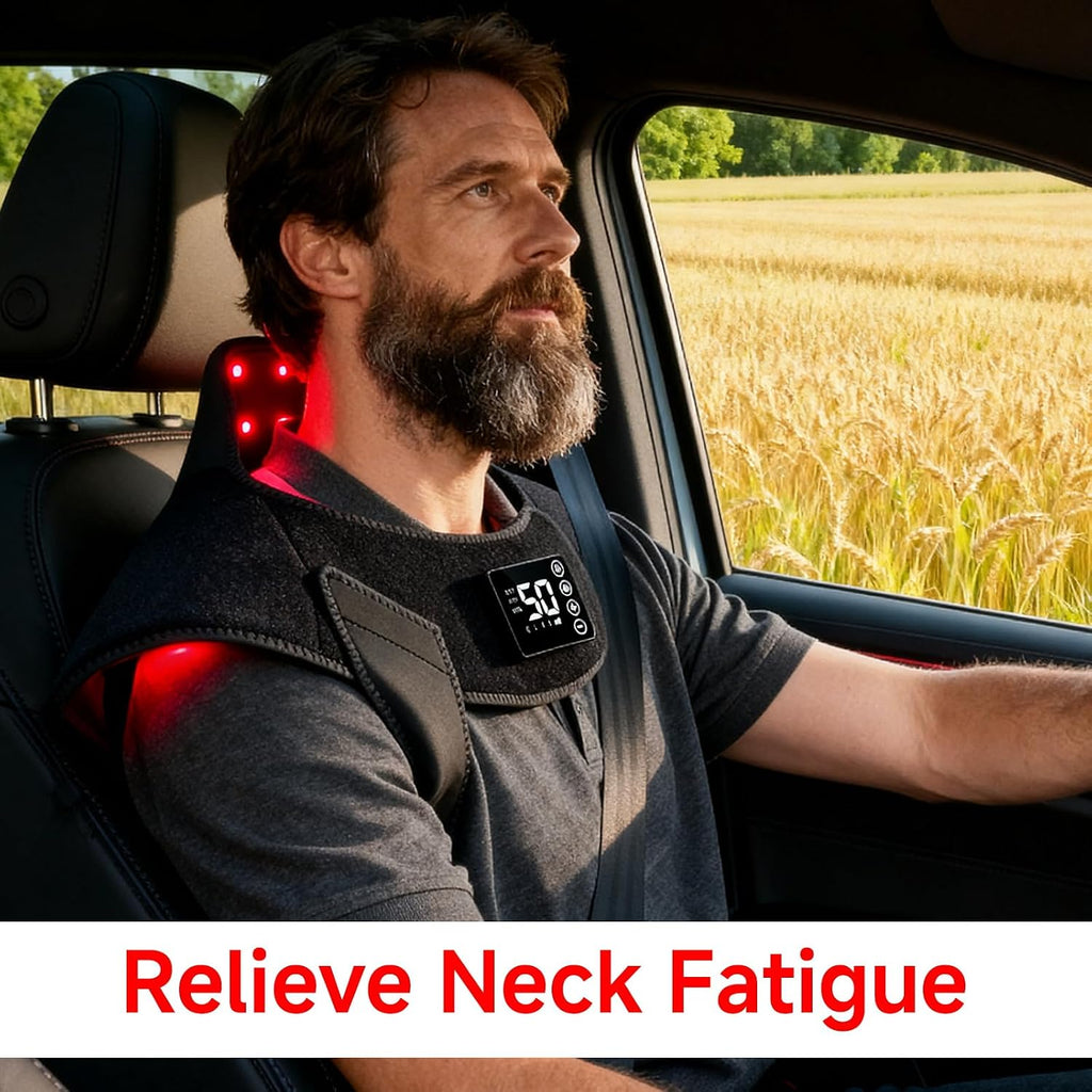 Red Light Therapy for Neck Shoulder,Rechargeable Infrared Light Therapy Device for Body with Massage and Timer,Wearable 660Nm&850Nm Red Light Therapy Wrap Pads for Body at Home（150 Lights）