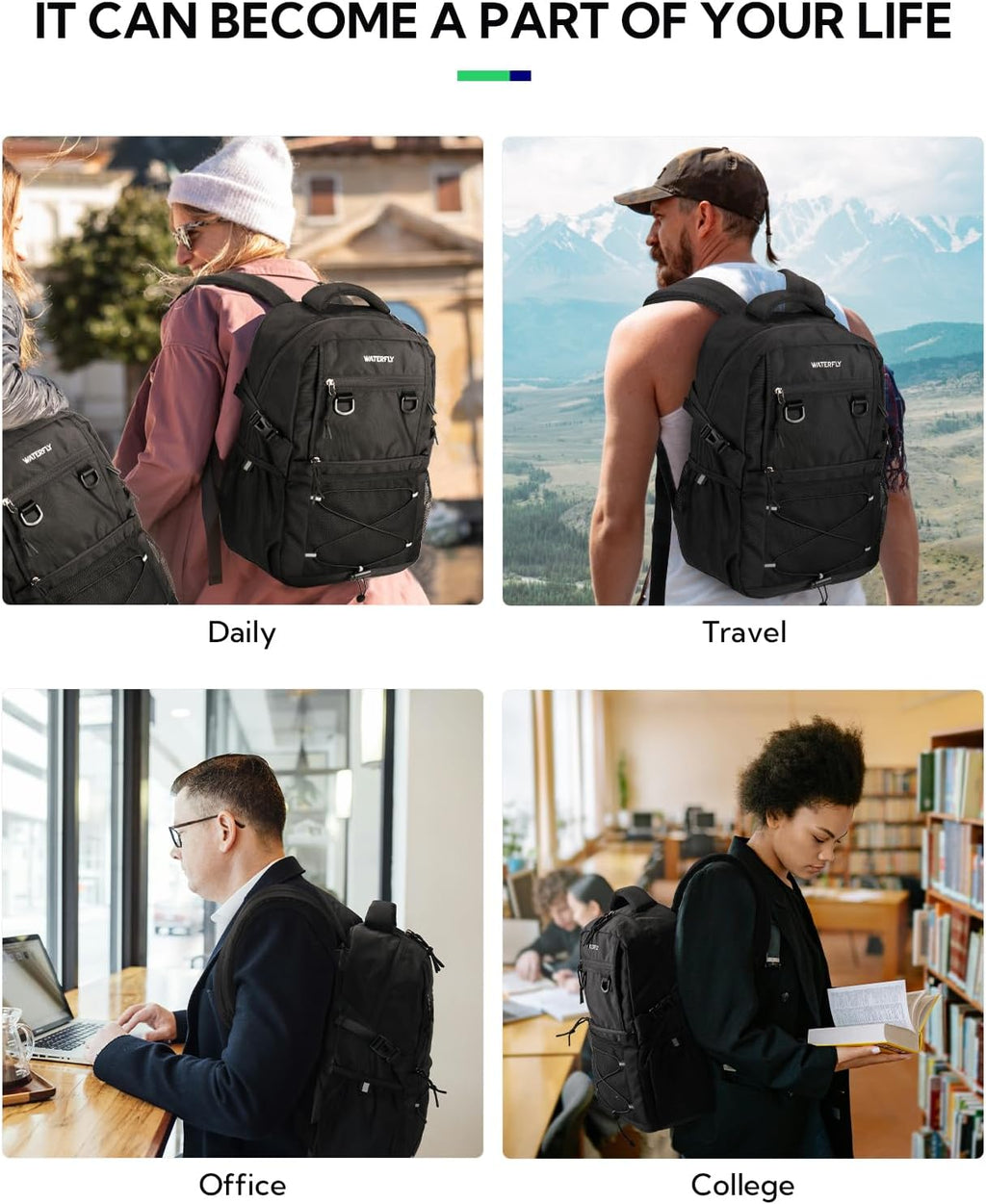 Travel Hiking Casual Backpack: 22L Lightweight Everyday Outdoor City Daypack College Bookbag for Women Men