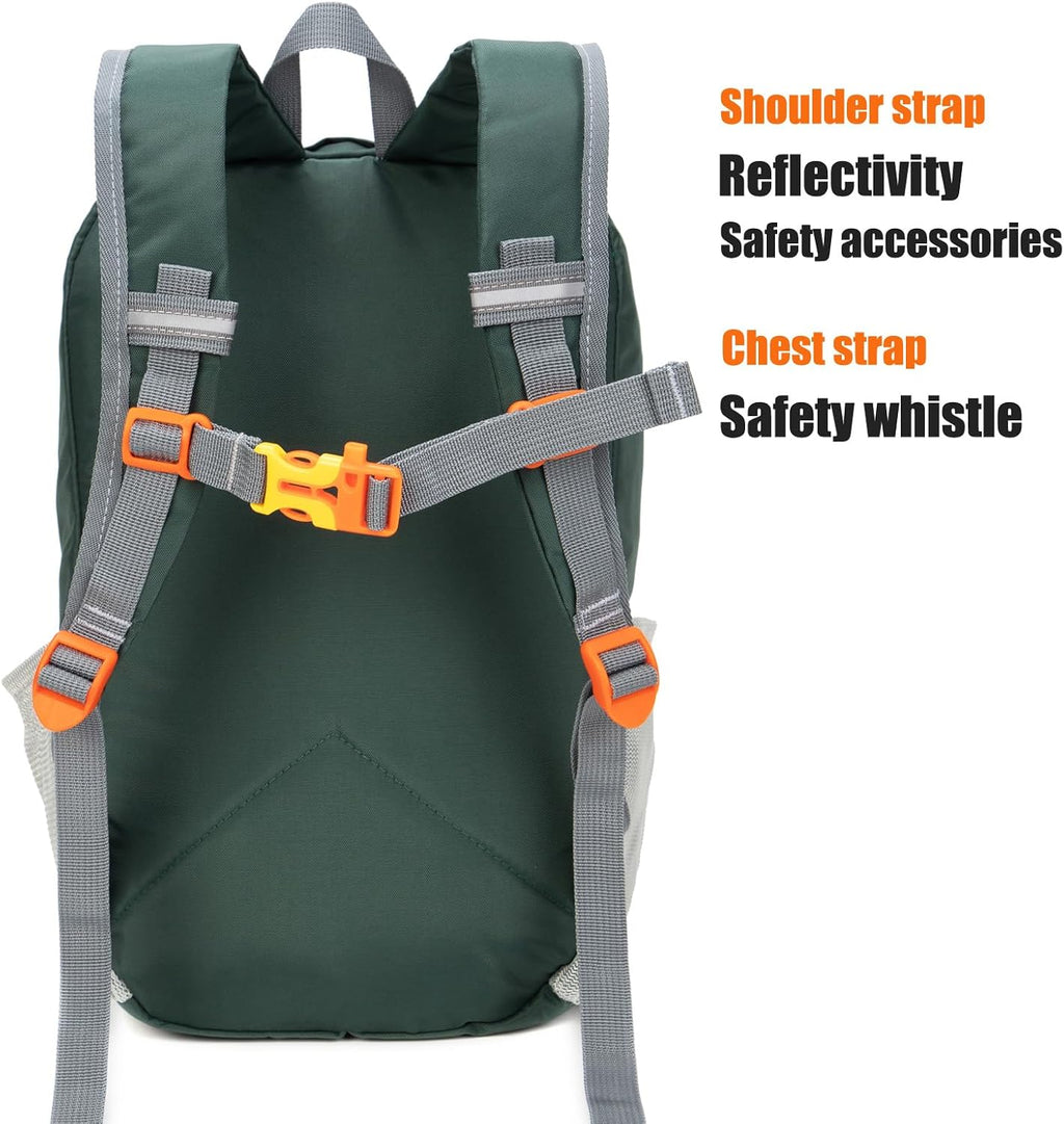 Little Kids Hiking Backpack for Boys or Girls, Small Daypack for Camping or Travel (Green, Medium)