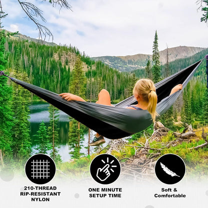 Camping Hammock Double Portable Hammocks Camping Accessories and Camping Gear,Great for Hiking,Outdoor,Beach,Camping