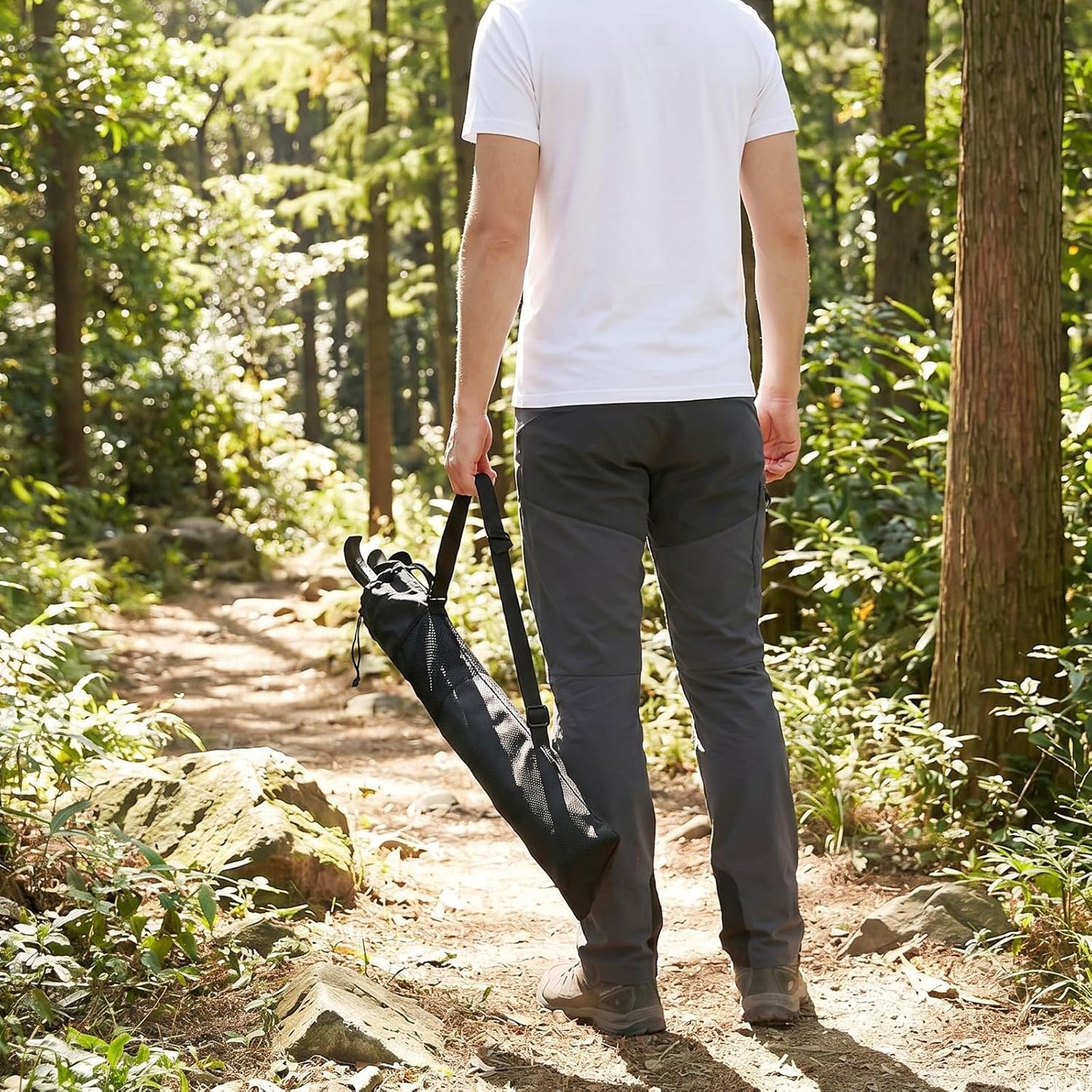 Trekking Poles Carry Bag Portable Hiking Poles Carrying Shoulder Bag Tent Poles Replacement Storage Pouch for Trekking Hiking Poles & Walking Stick, Ajustable Shoulder Strap, Black