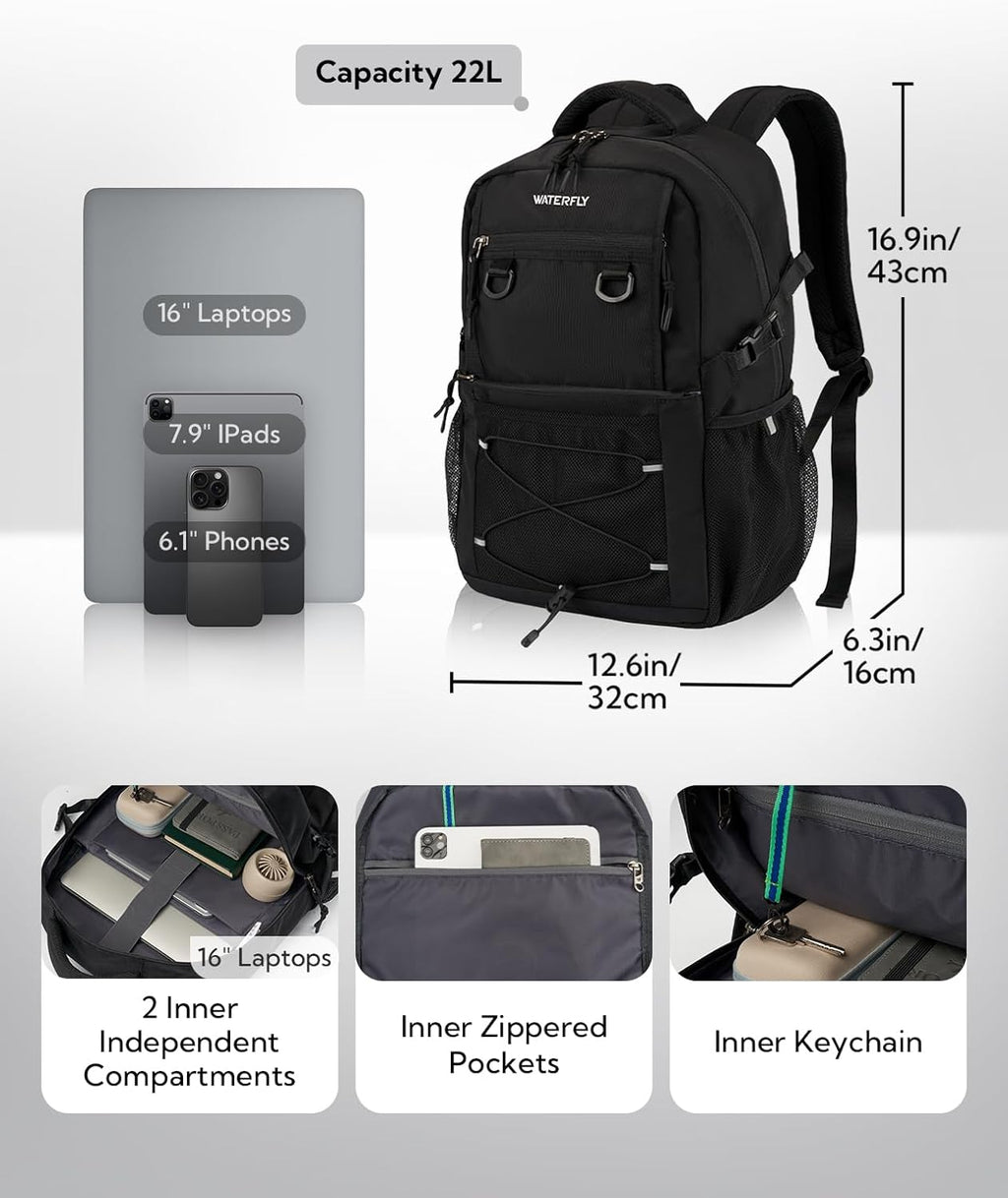 Travel Hiking Casual Backpack: 22L Lightweight Everyday Outdoor City Daypack College Bookbag for Women Men