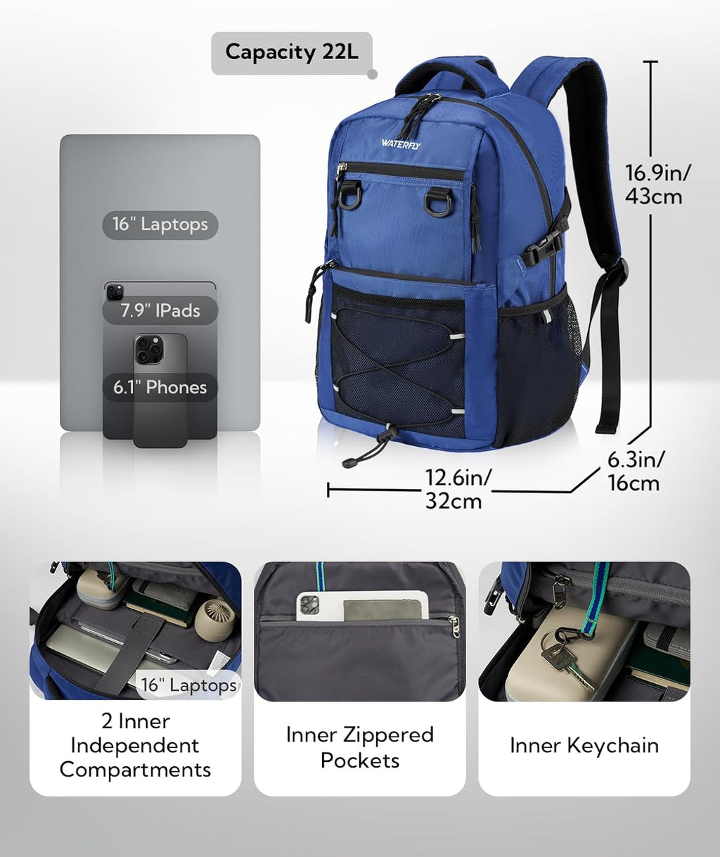 Travel Hiking Casual Backpack: 22L Lightweight Everyday Outdoor City Daypack College Bookbag for Women Men