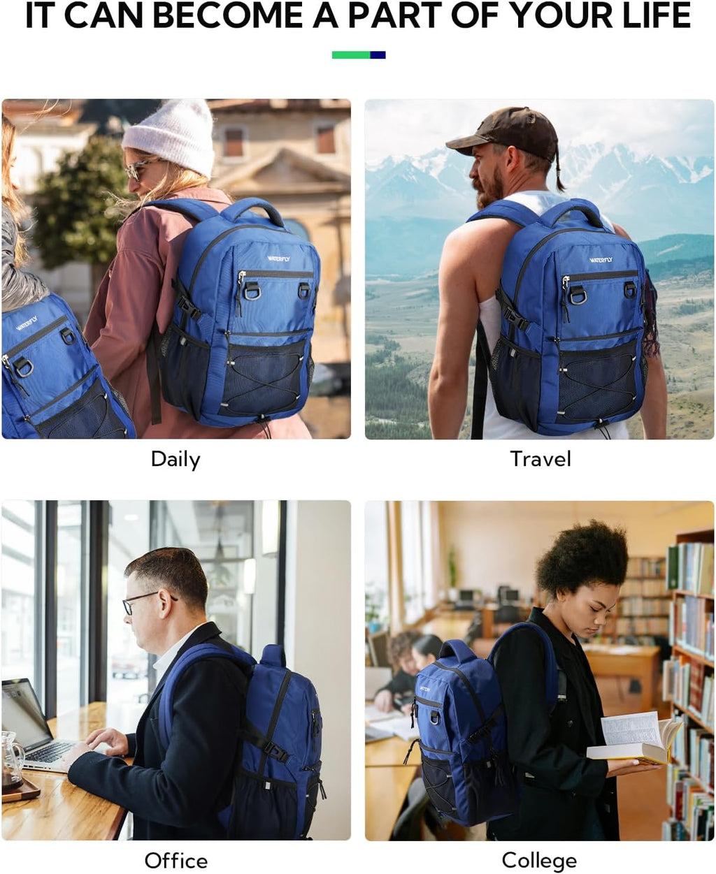 Travel Hiking Casual Backpack: 22L Lightweight Everyday Outdoor City Daypack College Bookbag for Women Men