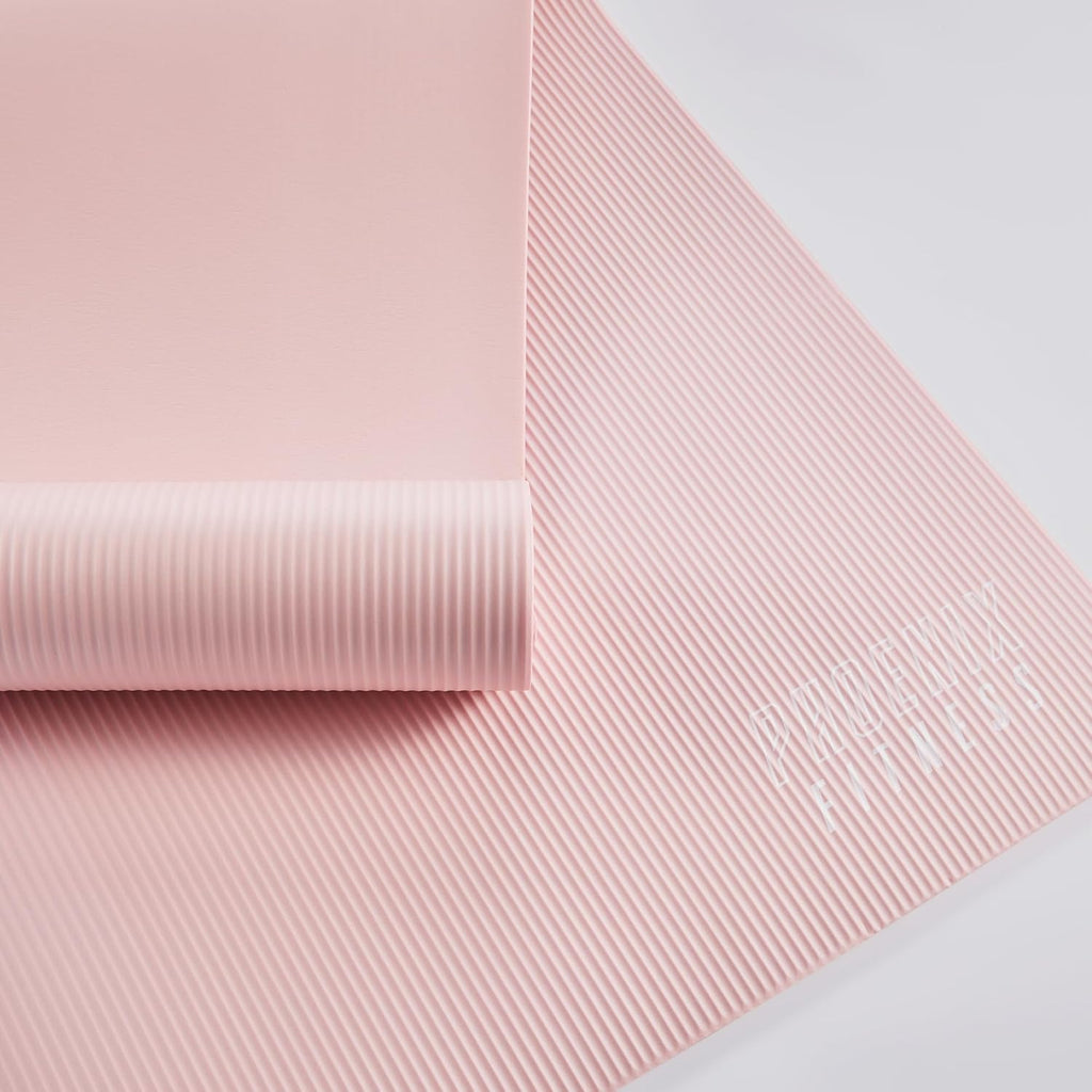 NBR Yoga Mat - 15Mm Extra Thick Exercise Mat with Carry Strap - Non Slip Yoga Mat for HIIT, Exercise & Pilates for Men and Women - Black or Pink