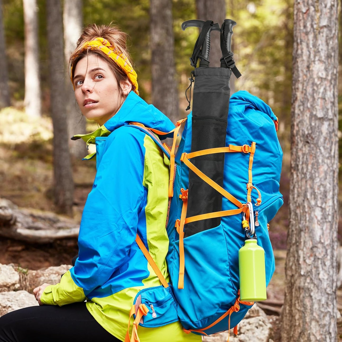 Trekking Poles Carry Bag Portable Hiking Poles Carrying Shoulder Bag Tent Poles Replacement Storage Pouch for Trekking Hiking Poles & Walking Stick, Ajustable Shoulder Strap, Black