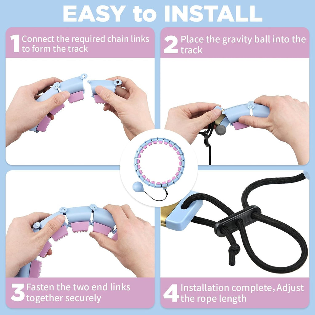 Weighted Infinity Fitness Detachable Hoop Silent 47 Inch, 24 Knots | Smart Exercise Fit Hoop for Women&Beginners, Waist and Abdominal Home Weight Loss, plus Size Adjustable Infinity Hula