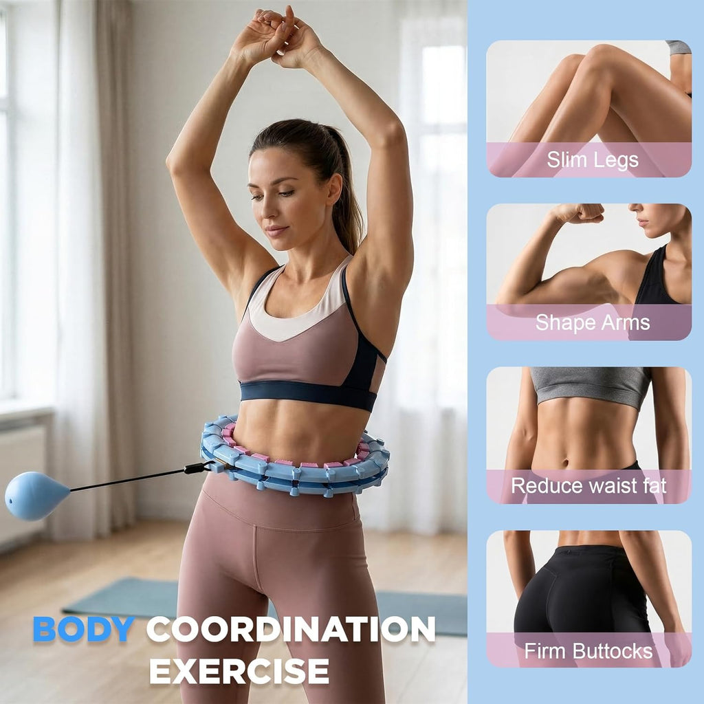 Weighted Infinity Fitness Detachable Hoop Silent 47 Inch, 24 Knots | Smart Exercise Fit Hoop for Women&Beginners, Waist and Abdominal Home Weight Loss, plus Size Adjustable Infinity Hula