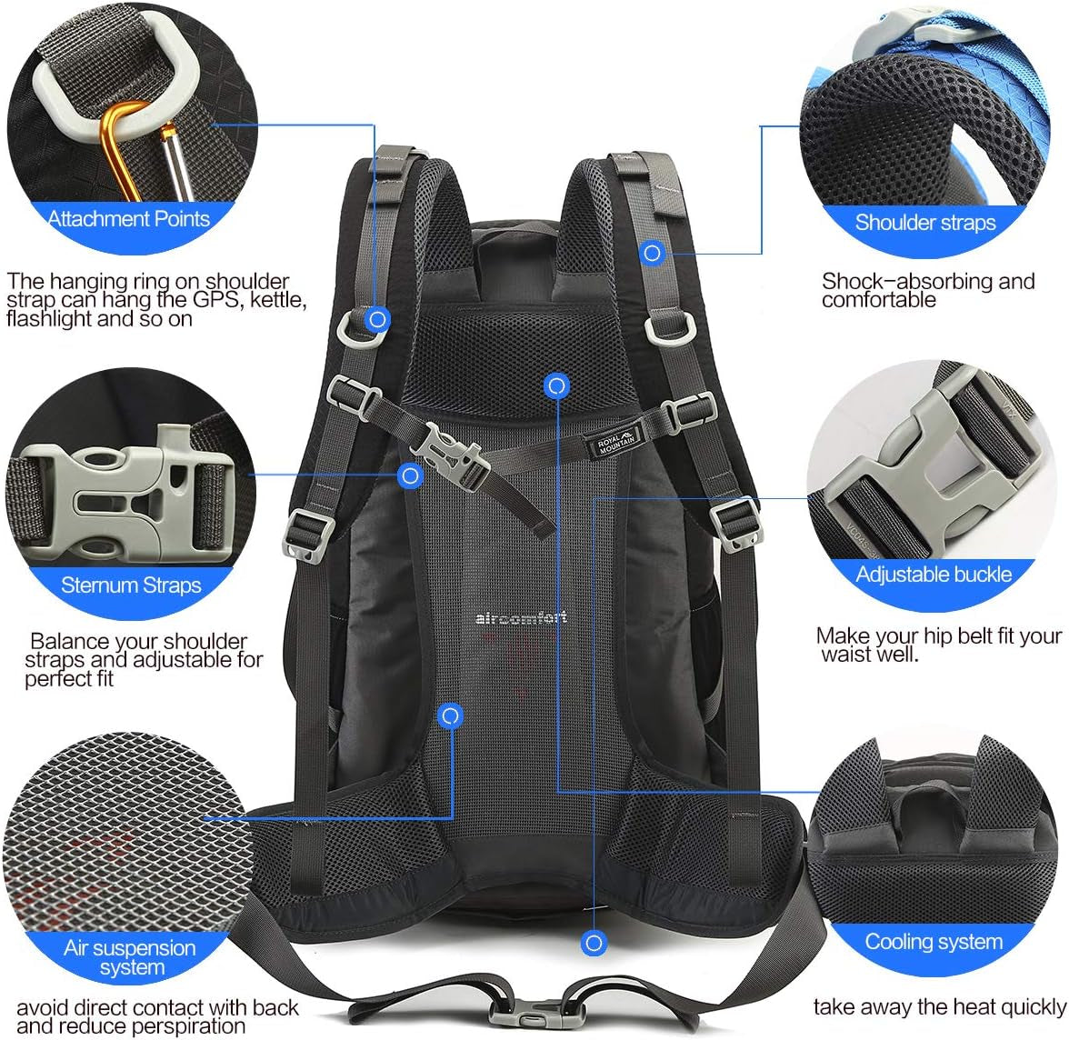40L Backpack Hiking Mountain Bag Outdoor Hiking Camping Travel Pack